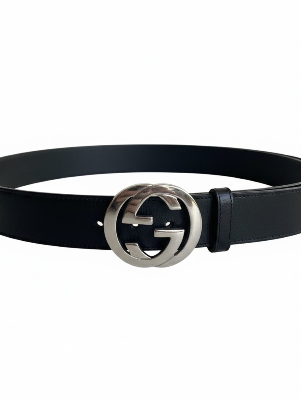 Gucci Black Leather Belt with Interlocking G Buckle